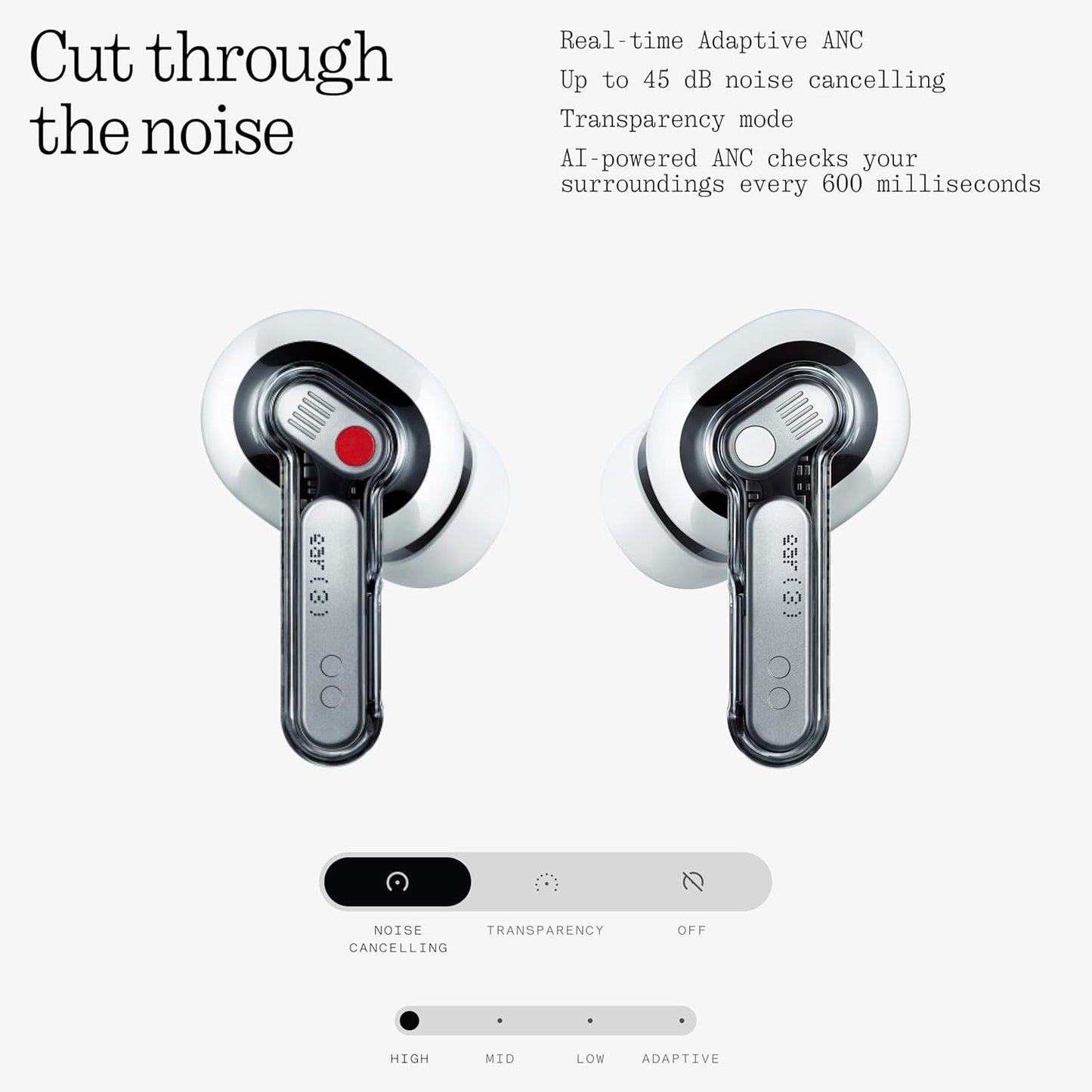 Ear (3) Wireless Earbuds Super Mic 45dB Hybrid Active Noise Cancelling Bluetooth