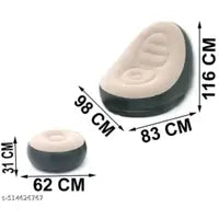Portable Fast Inflatable Sofa Chair with Foot Stool, Surface with Plush Smooth Comfortable Ideal