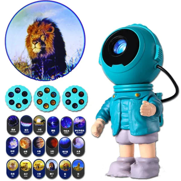 Astronaut Projector Creative Atmosphere Light Magnetic Head Rotating Integrated LED Light Beads with Filin Films
