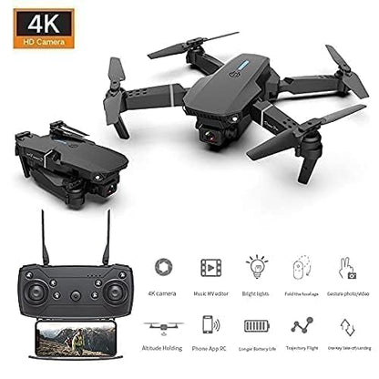E88 Pro Foldable Brushless Drone — 4K + 1080P Dual-Cam, Wi-Fi FPV, GPS-like Visual Positioning, One-Tap Return, App & RC Control