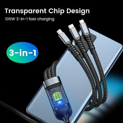 Power100: 3-in-1 100W Fast Charging Cable (1.2M)