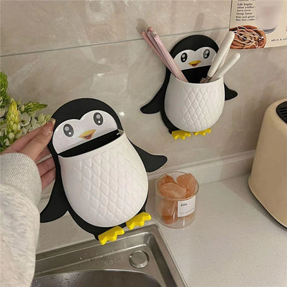 Penguin Toothbrush Holder/Brush Stand/Pen Holder/Kitchen/Bedroom/Office Plastic Toothbrush Holder