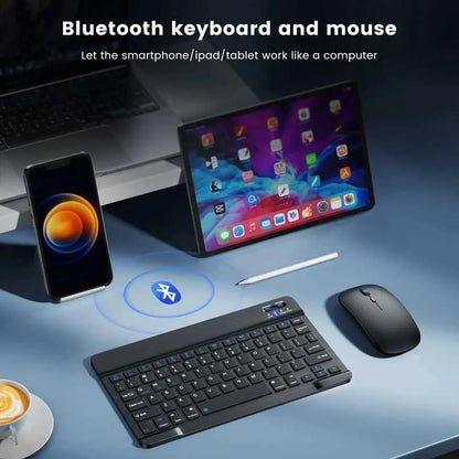 Wireless Bluetooth Keyboard and Mouse Combo,Ultra-Slim Ergonomic Small Rechargeable Bluetooth Keyboard Mouse Set