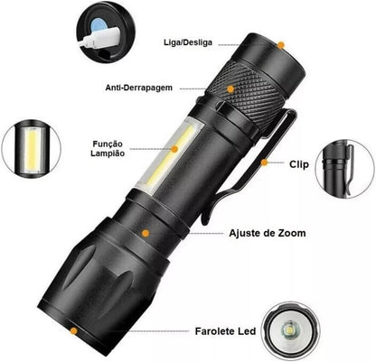 Mini Lanterna Tatica Led Alumínio Super Forte