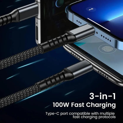 Power100: 3-in-1 100W Fast Charging Cable (1.2M)