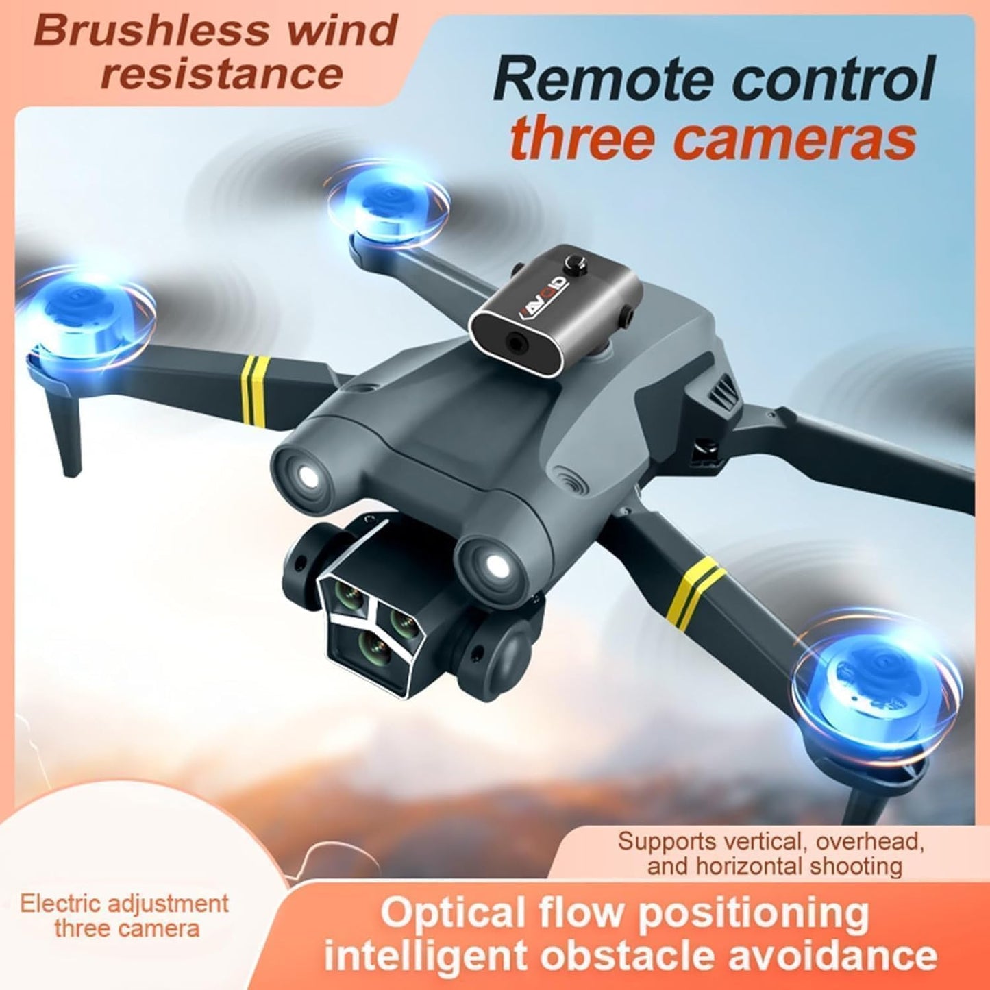 Drone with HD Dual Camera, Brushless Motor, One-Click Takeoff/Landing, Gesture Control, Wi-Fi Camera & Remote Control – X Drone A1 (M3 MAX)
