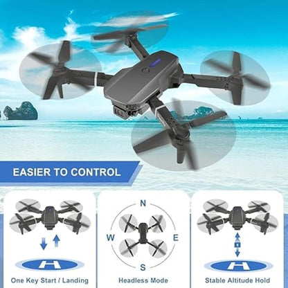 E88 Pro Foldable Brushless Drone — 4K + 1080P Dual-Cam, Wi-Fi FPV, GPS-like Visual Positioning, One-Tap Return, App & RC Control