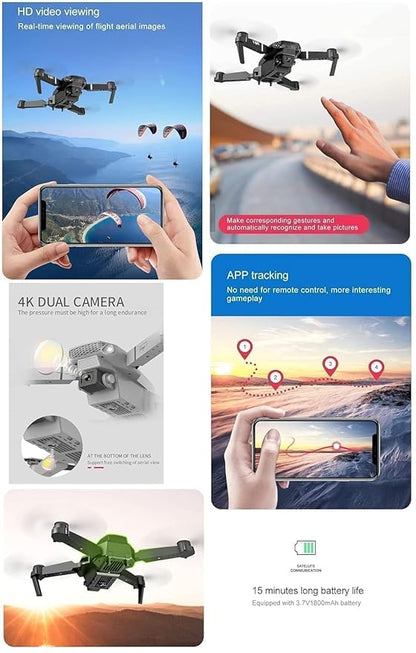 E88 Pro Foldable Brushless Drone — 4K + 1080P Dual-Cam, Wi-Fi FPV, GPS-like Visual Positioning, One-Tap Return, App & RC Control