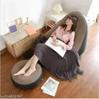 Portable Fast Inflatable Sofa Chair with Foot Stool, Surface with Plush Smooth Comfortable Ideal