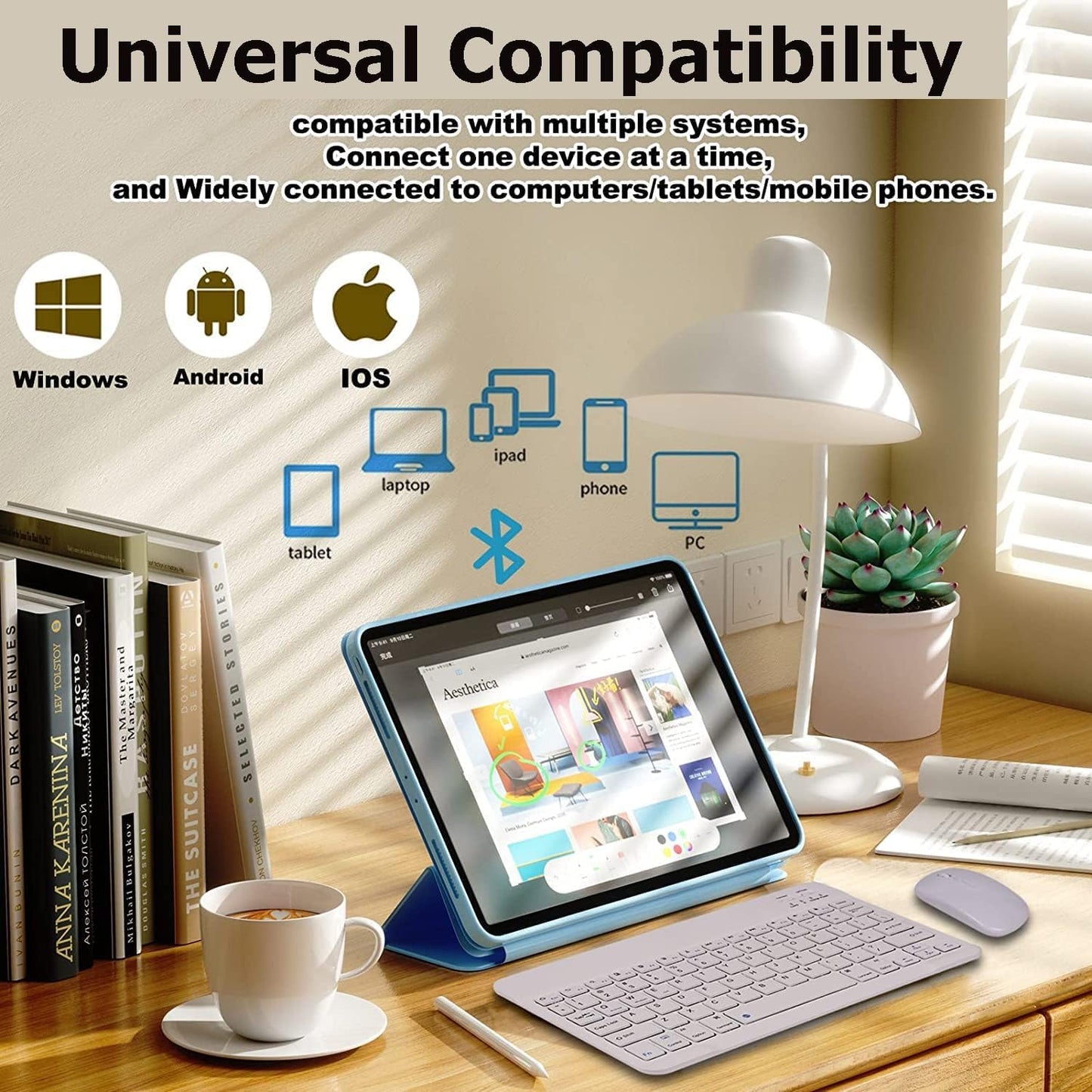 Wireless Bluetooth Keyboard and Mouse Combo,Ultra-Slim Ergonomic Small Rechargeable Bluetooth Keyboard Mouse Set