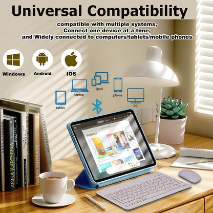 Wireless Bluetooth Keyboard and Mouse Combo,Ultra-Slim Ergonomic Small Rechargeable Bluetooth Keyboard Mouse Set