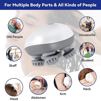 Portable 3-Speed Scalp Massager with 96 Kneading Nodes