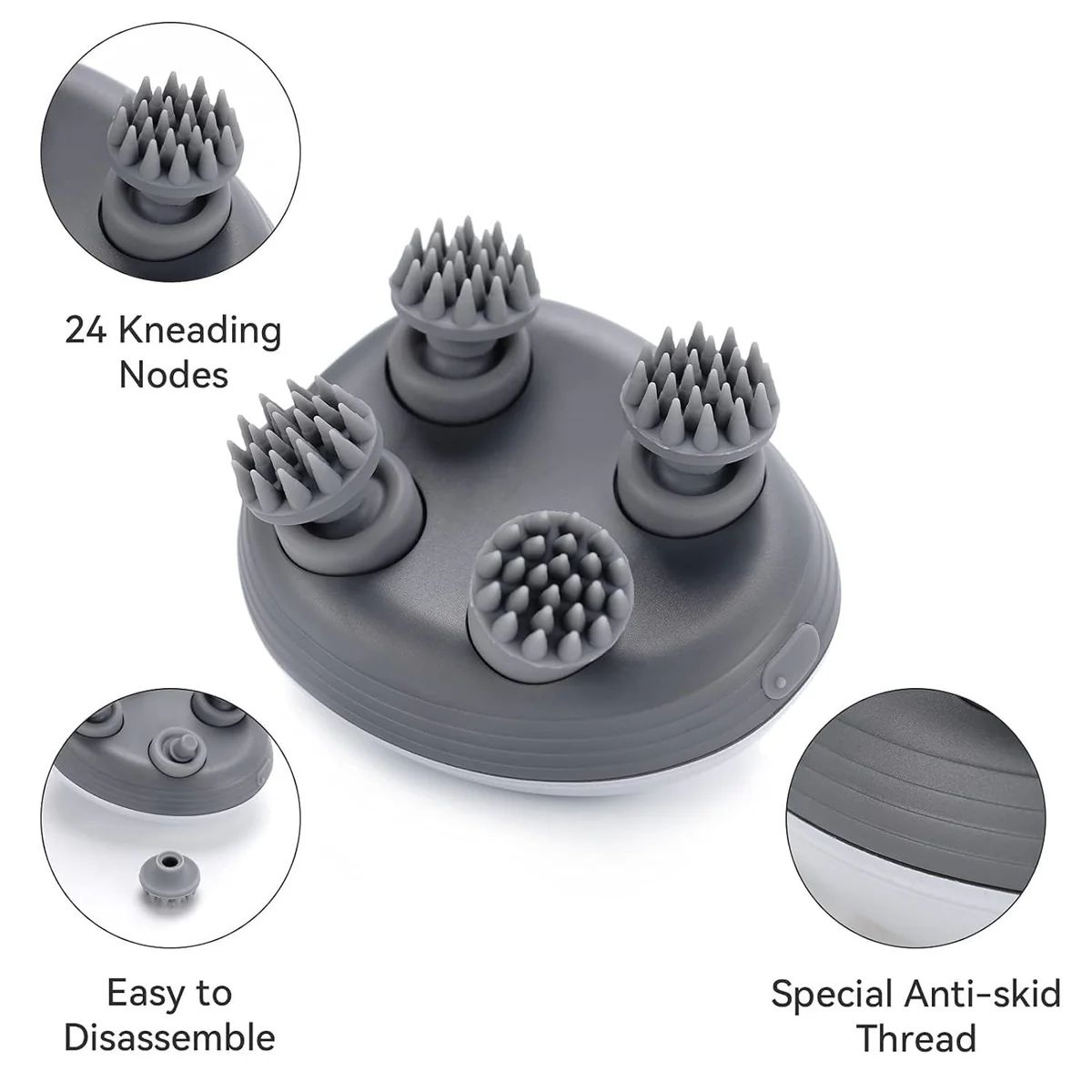Portable 3-Speed Scalp Massager with 96 Kneading Nodes