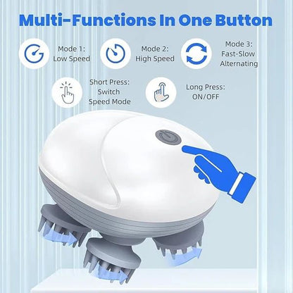 Portable 3-Speed Scalp Massager with 96 Kneading Nodes