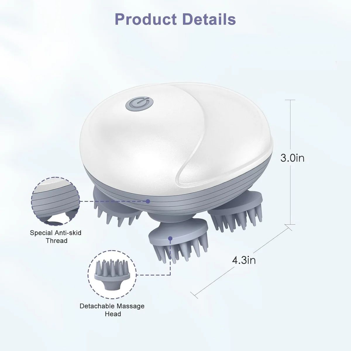 Portable 3-Speed Scalp Massager with 96 Kneading Nodes