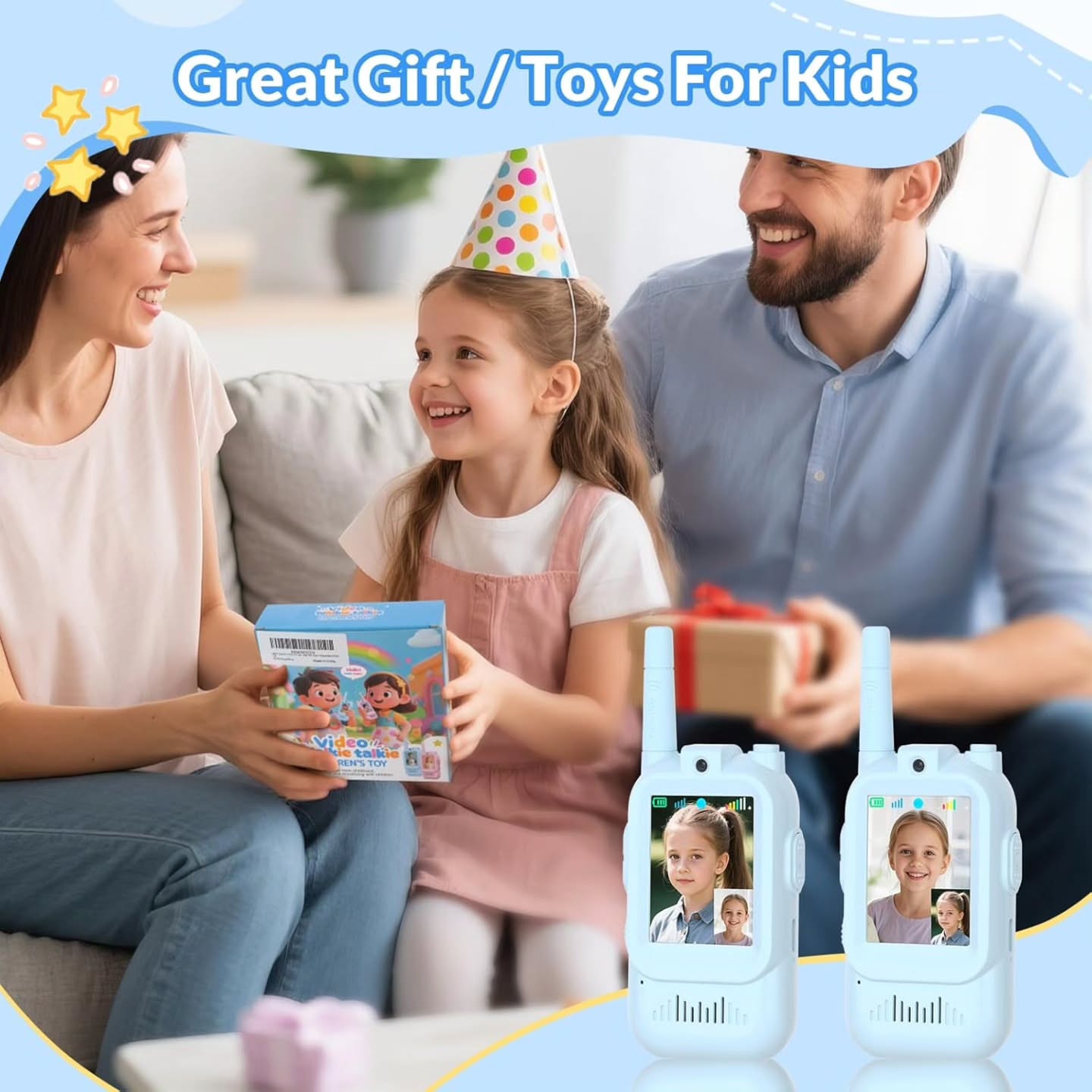 Kids Pretend Play Mobile Phone Toy Set, Pink and Blue, Sound and Light Role Play Toy for Children, Pack of 2