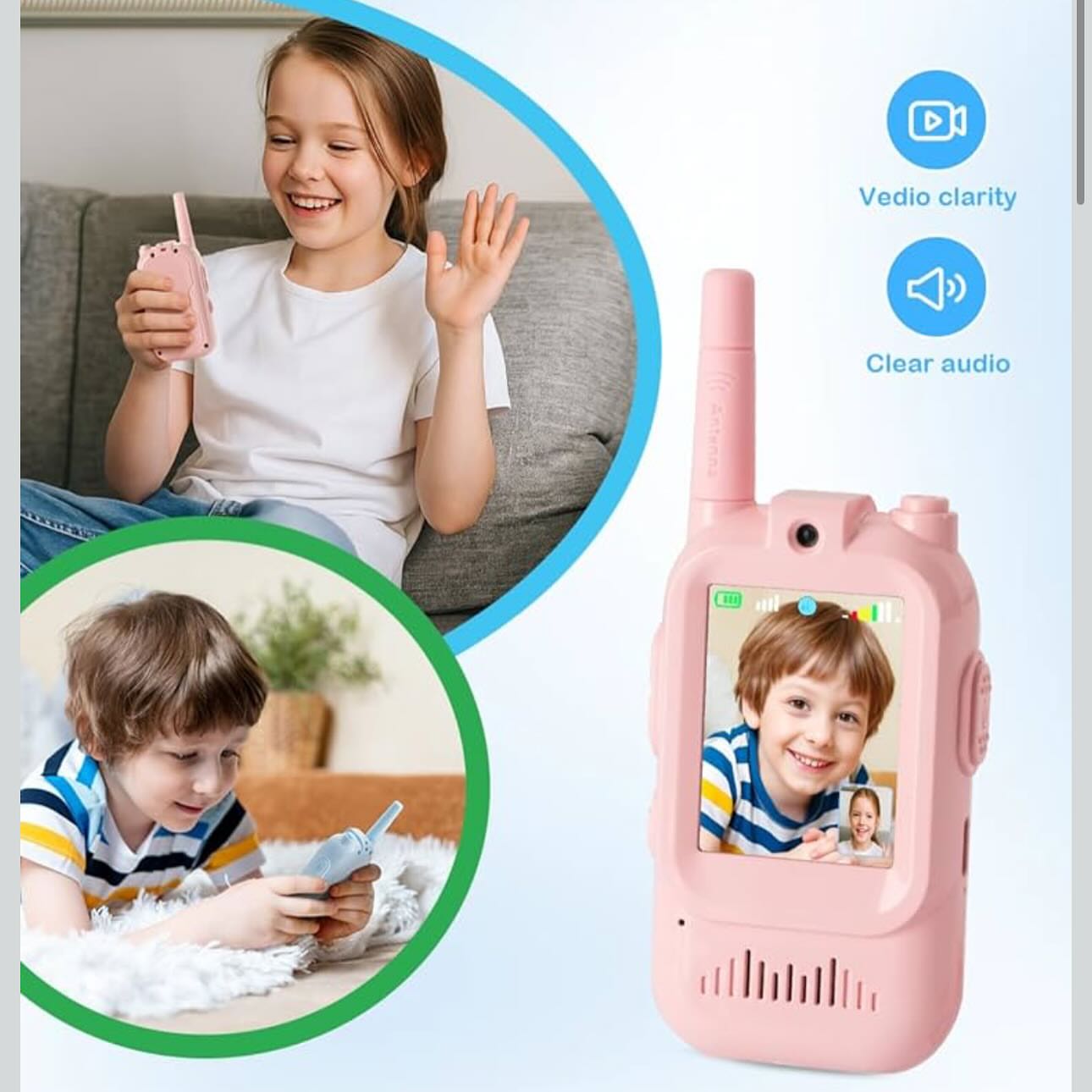 Kids Pretend Play Mobile Phone Toy Set, Pink and Blue, Sound and Light Role Play Toy for Children, Pack of 2