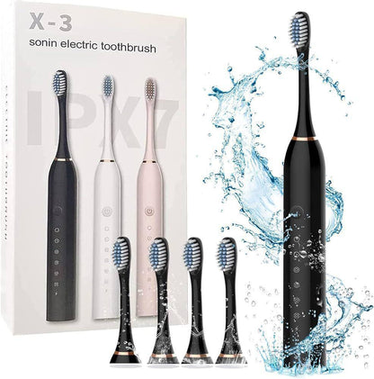 Cosmic Lite Sonic Rechargeable Toothbrush with 6 Modes, 3 Brush Heads, 1 Interdental Head, Rechargeable, Toothbrush - Pack of 1 (Black, White, Pink) Random Color
